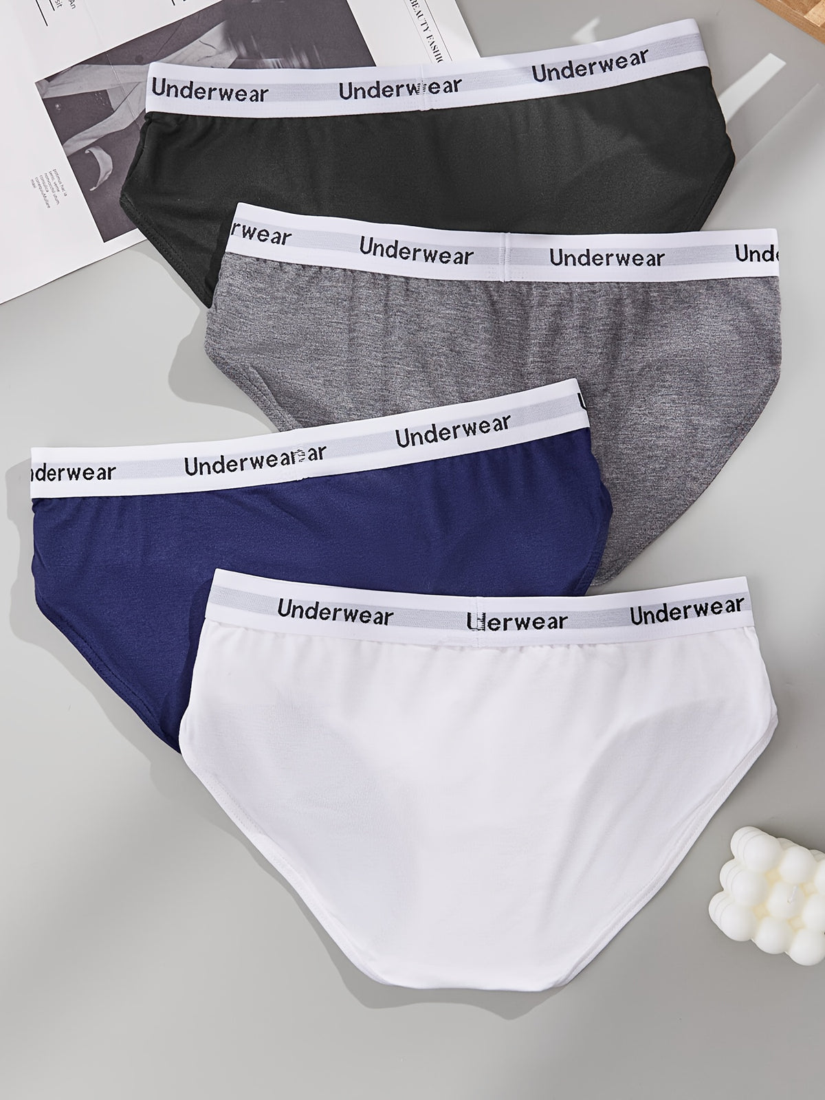 Slip respirant bambou homme — lot de 4, noir + bleu + gris foncé + blanc