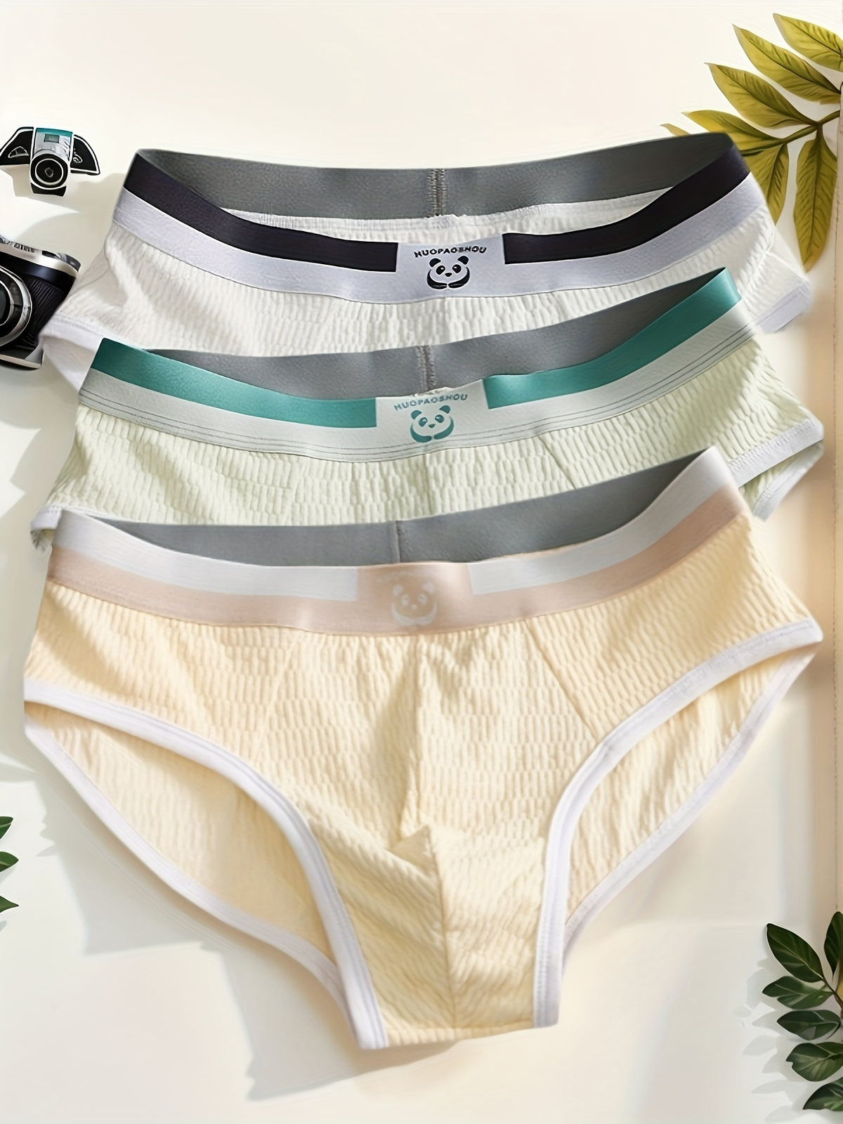Slip grande taille respirant microfibre homme — lot de 3, géométrique