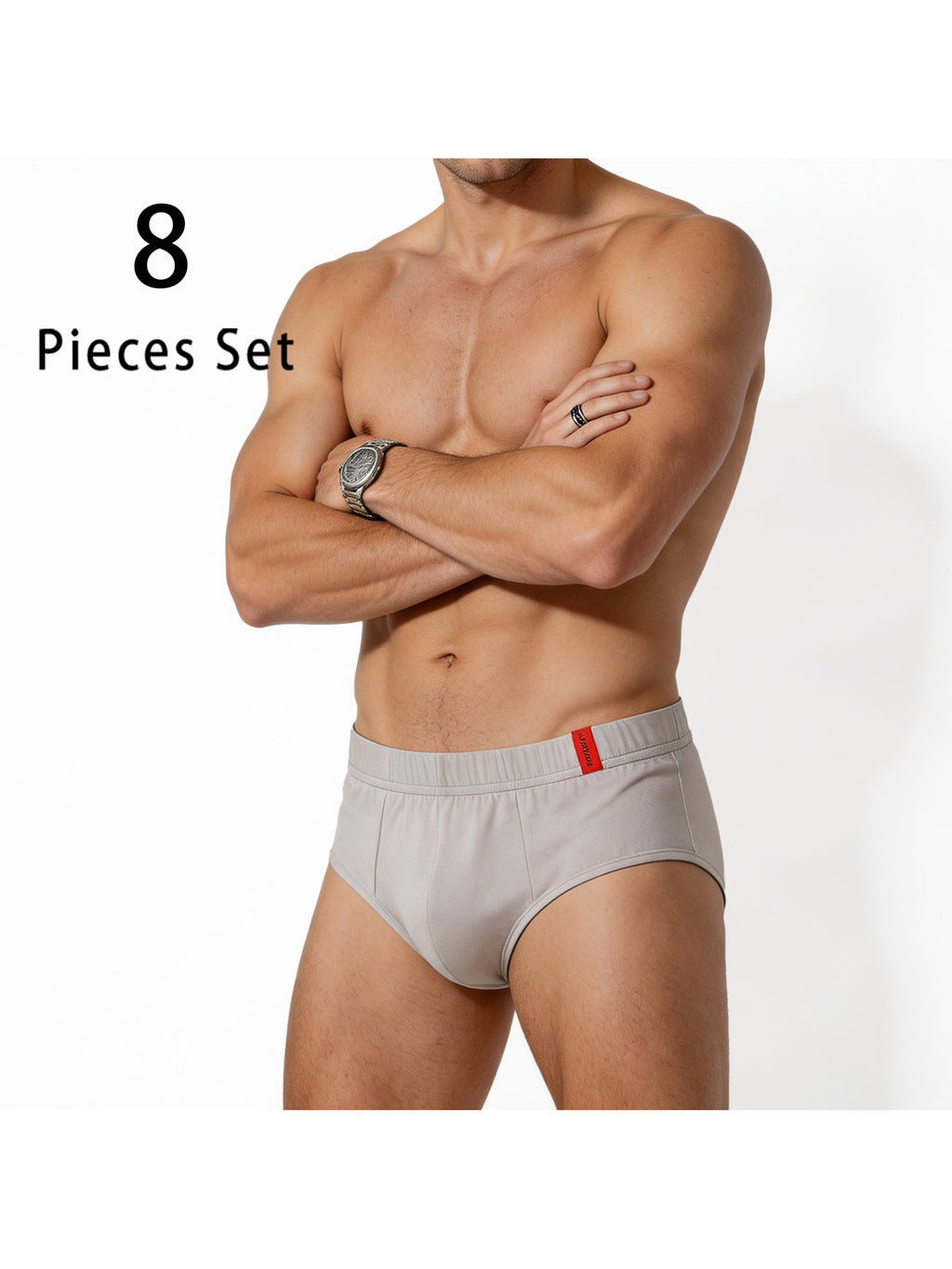 Slip taille basse respirant coton homme — lot de 8, uni