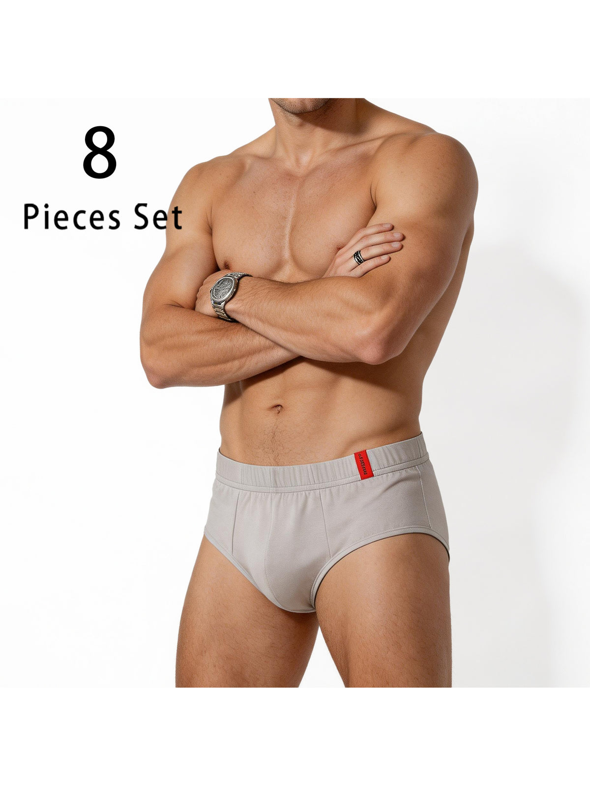 Slip taille basse respirant coton homme — lot de 8, uni