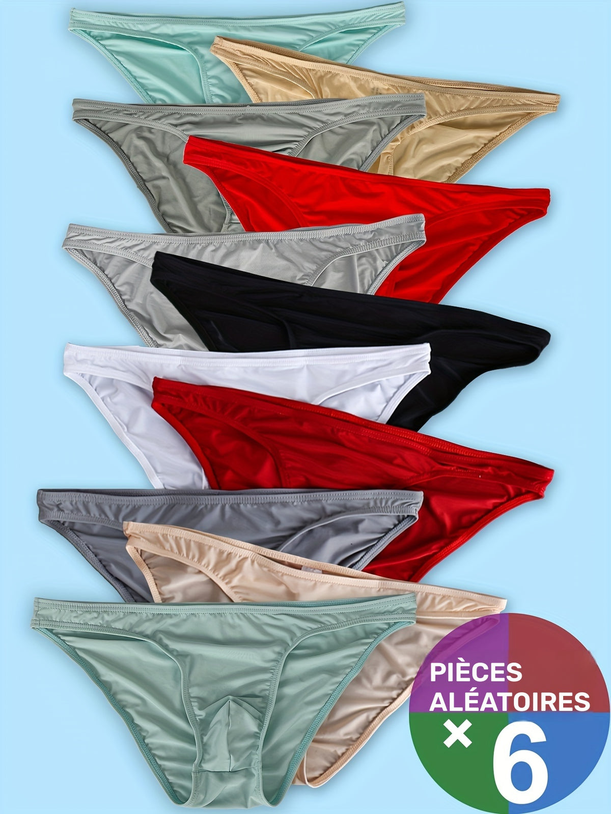 Slip de sport respirant microfibre homme — lot de 6, uni, du S au XXL