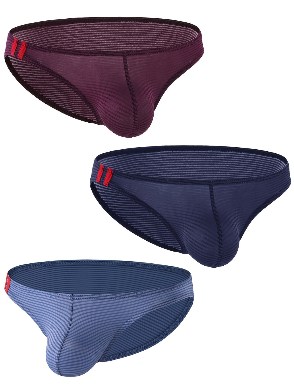 Slip taille basse microfibre homme — lot de 3, rayé