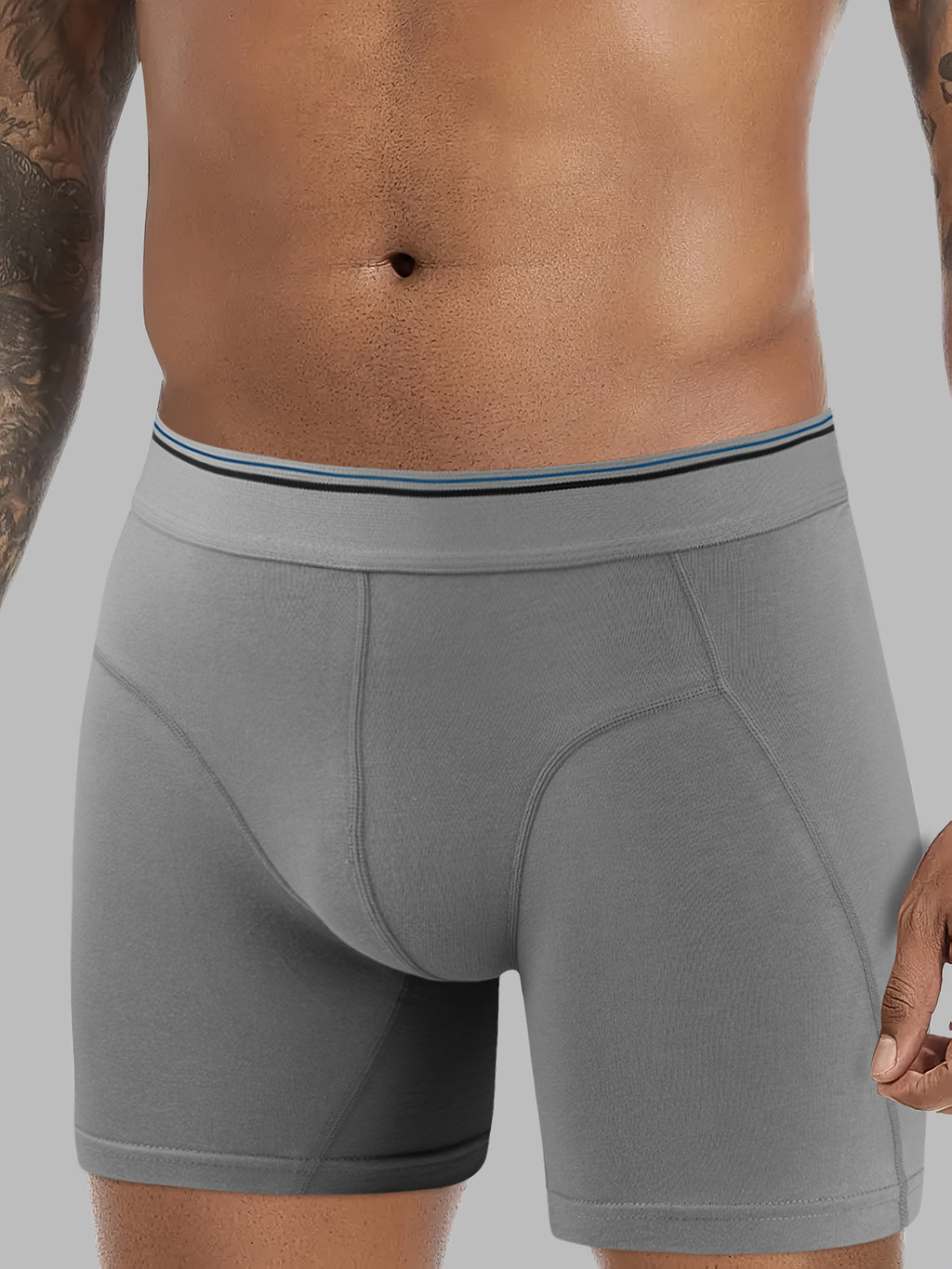 Boxer long de sport coton homme — lot de 3, rayé