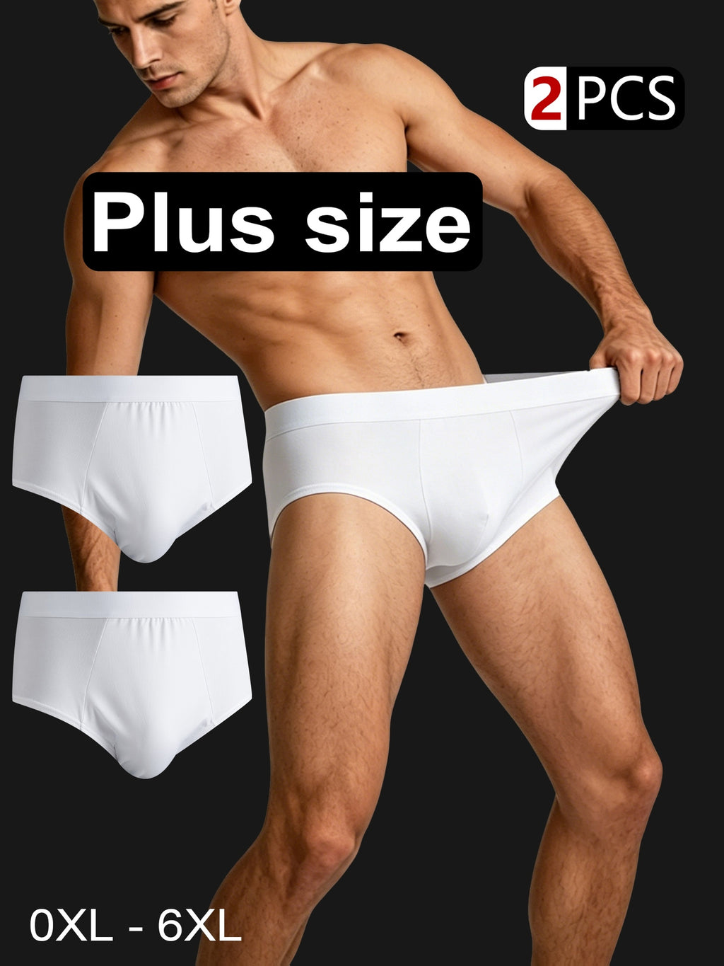 Slip grande taille microfibre homme — lot de 2, blanc
