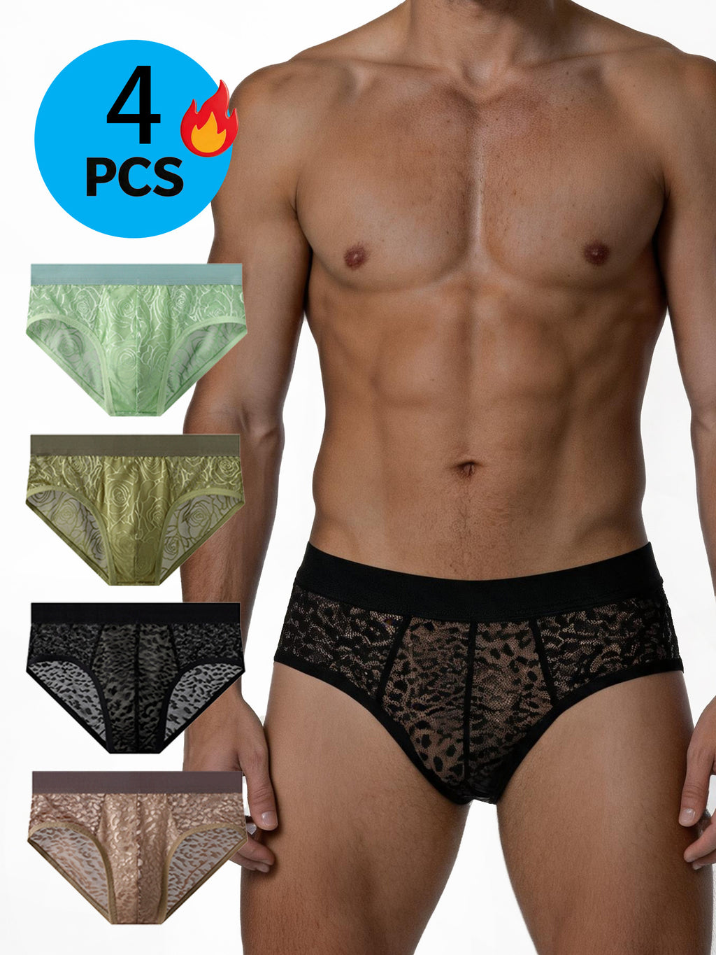 Slip respirant microfibre homme — lot de 4, uni, du S au XL (modèle 2)