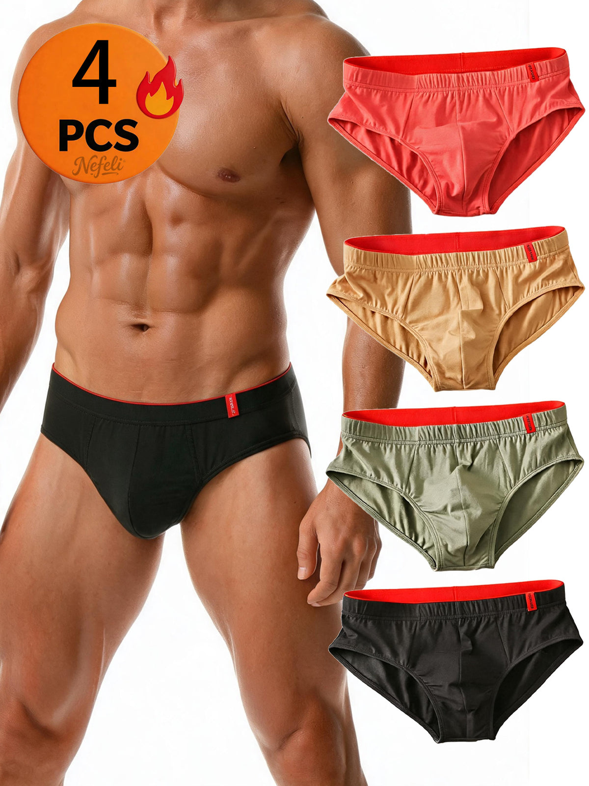 Slip extensible coton homme — lot de 4, 5 % d'élasthanne