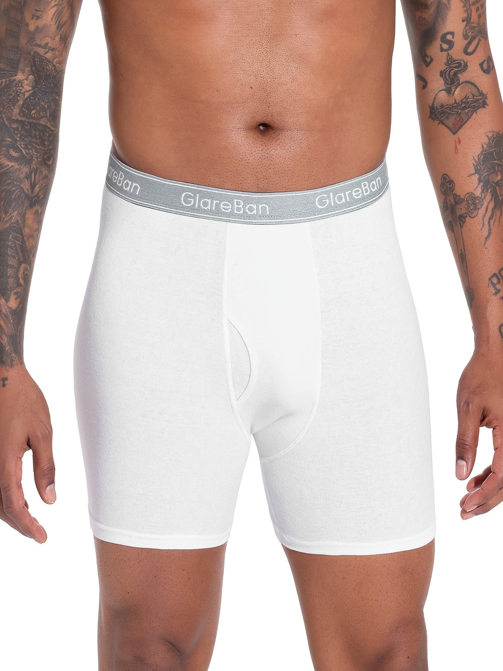 Boxer long coton homme — lot de 3, uni, assortiment S