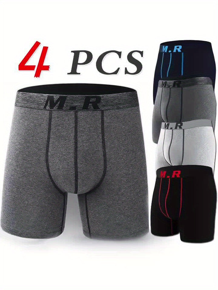 Boxer de sport respirant coton homme — lot de 4, uni, assortiment S, du S au 3XL
