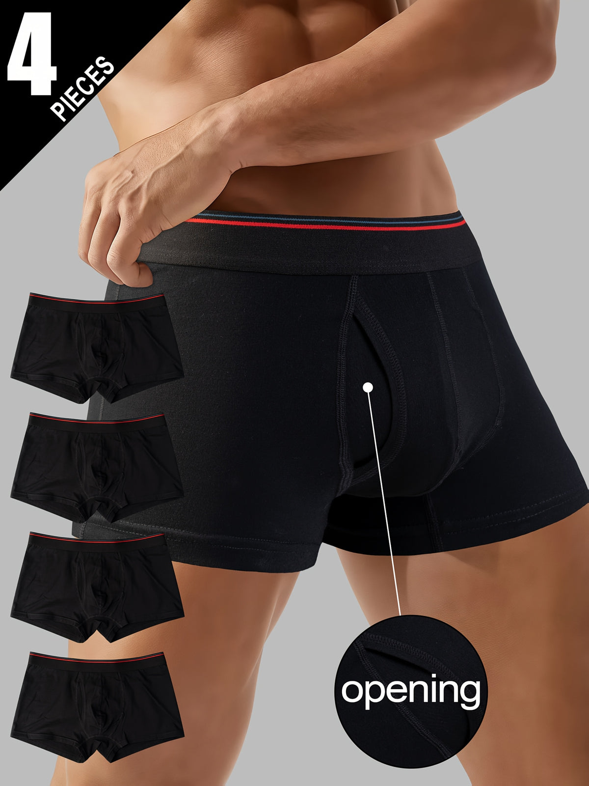 Boxer coton homme — lot de 4, uni