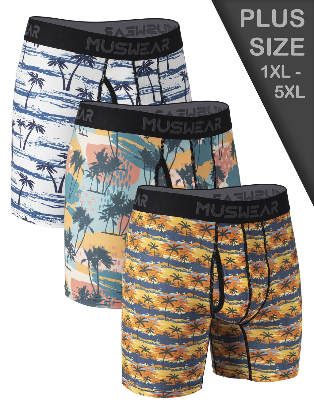 Boxer large grande taille microfibre homme — lot de 3, imprimé