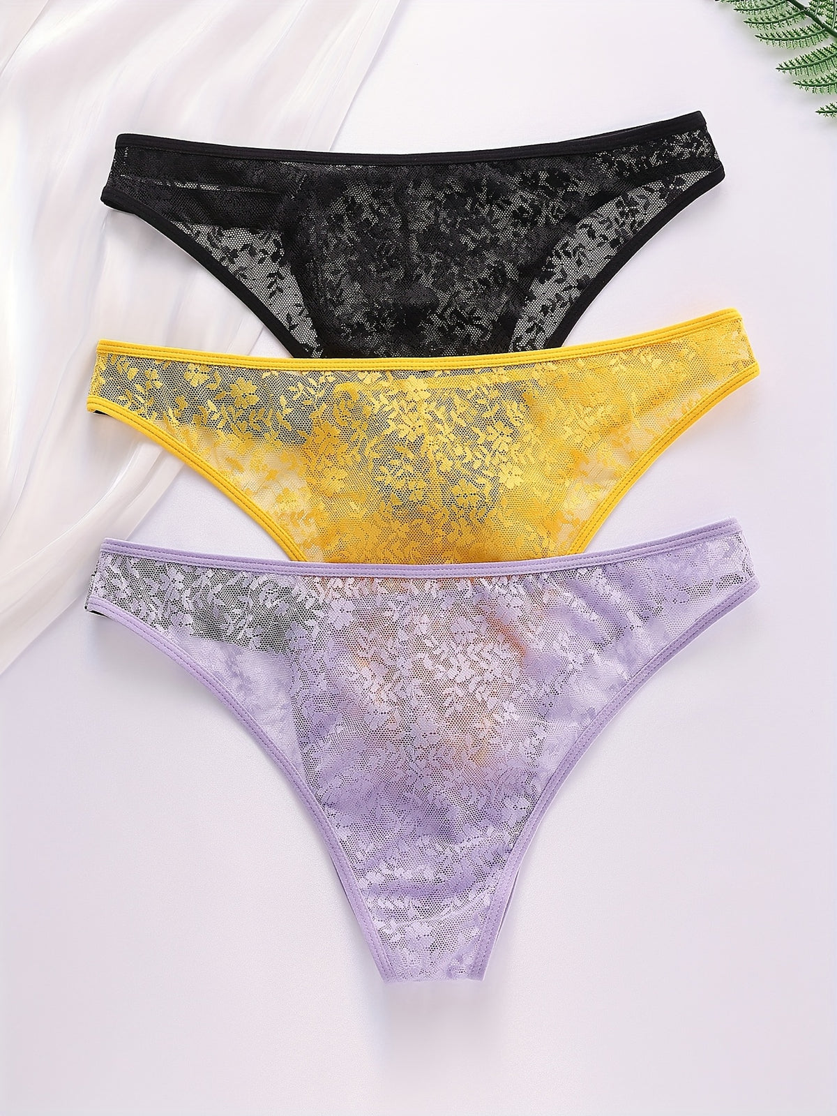 Slip microfibre homme — lot de 3, noir+jaune pissenlit+violet amour