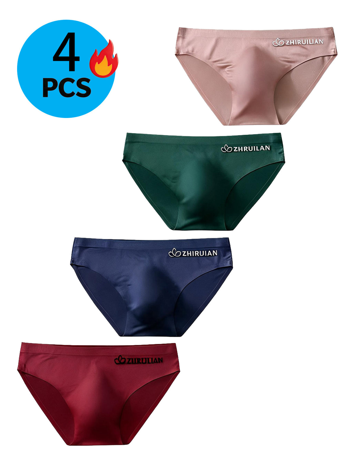 Slip de sport respirant microfibre homme — lot de 4, uni, du S au XL (modèle 2)