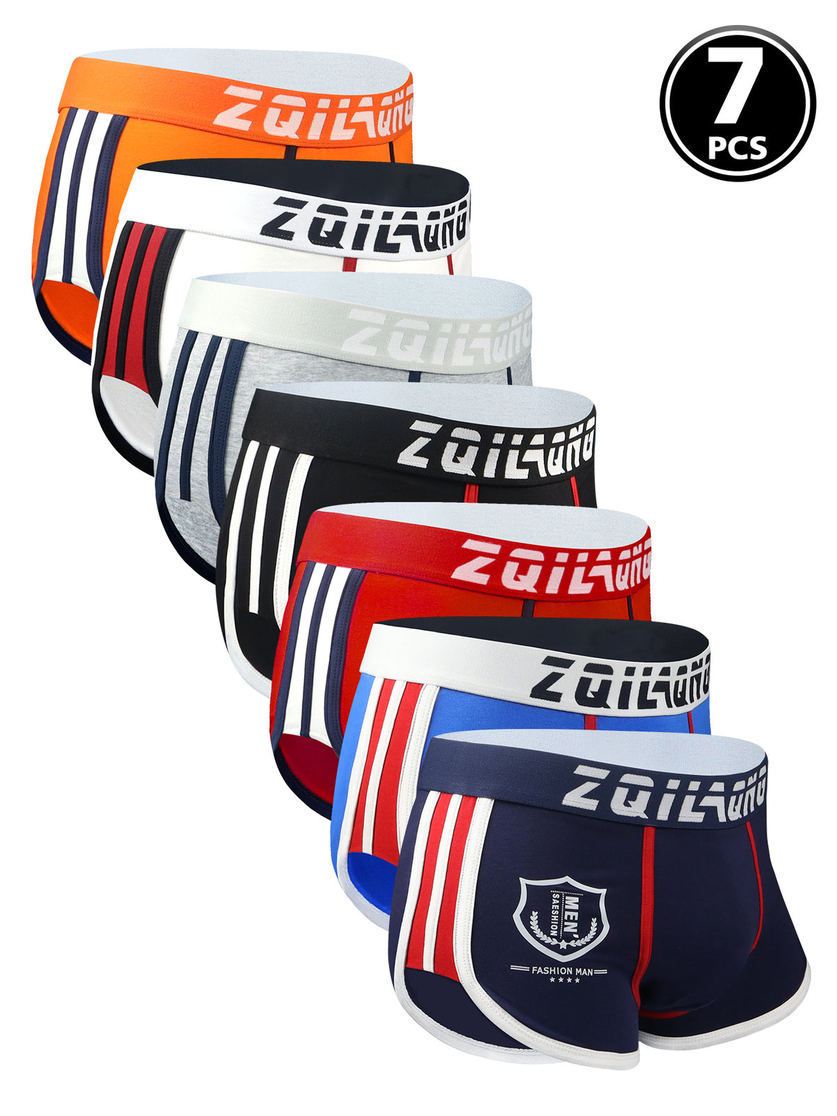 Boxer de sport respirant coton homme — lot de 7, imprimé