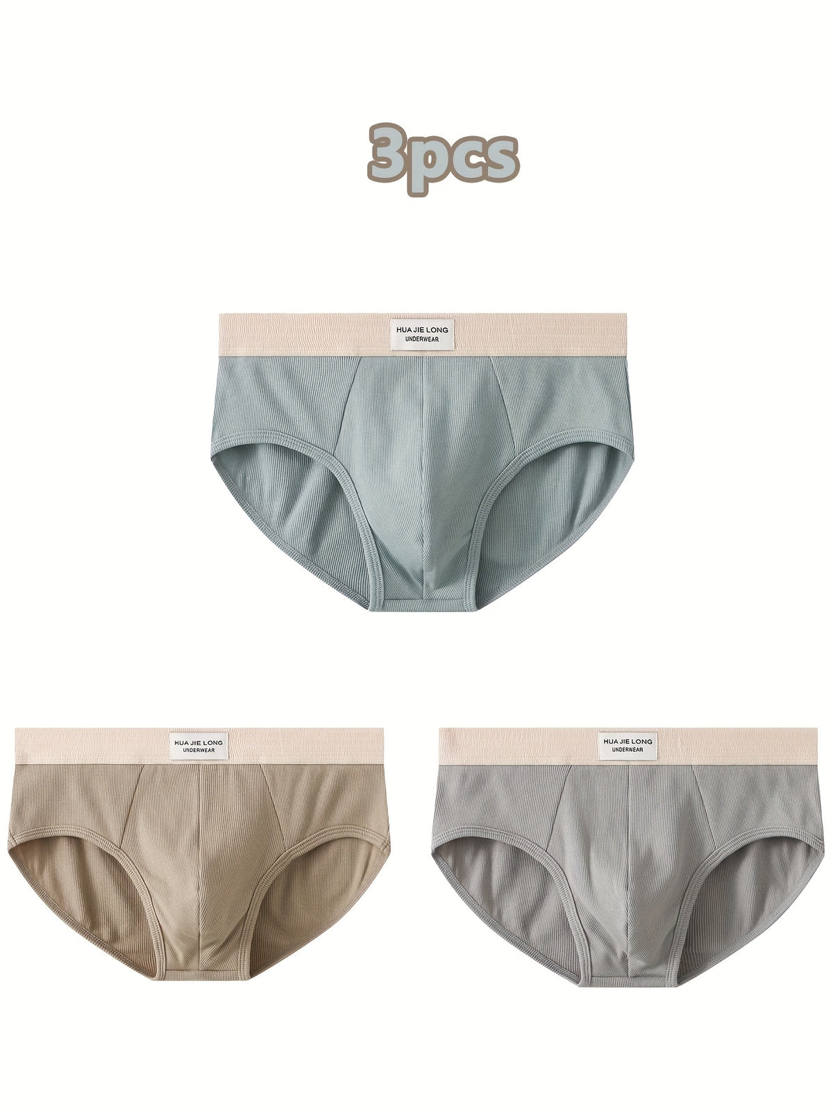Slip coton homme — lot de 3, uni, assortiment S, du S au XXL
