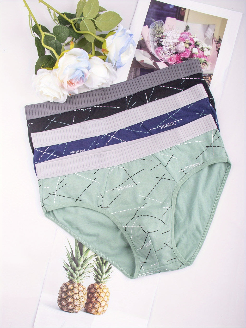 Slip respirant coton homme — lot de 3, géométrique