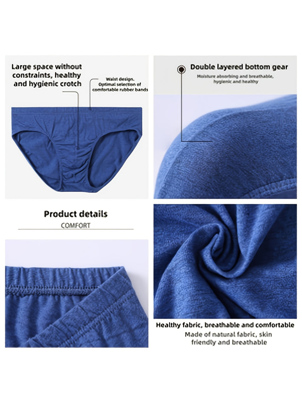 Slip large grande taille coton homme — lot de 7, uni