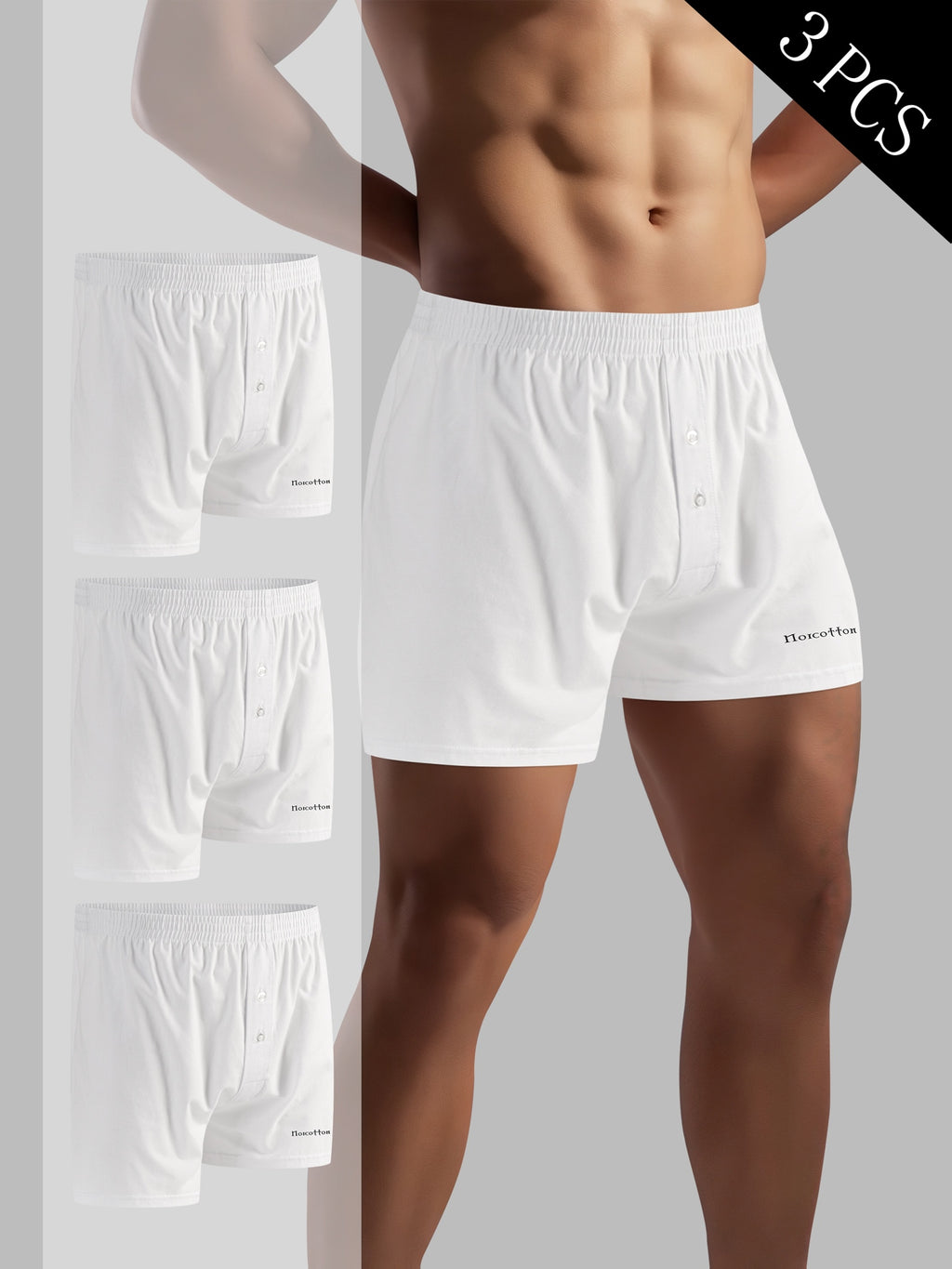 Boxer coton homme — lot de 3, uni
