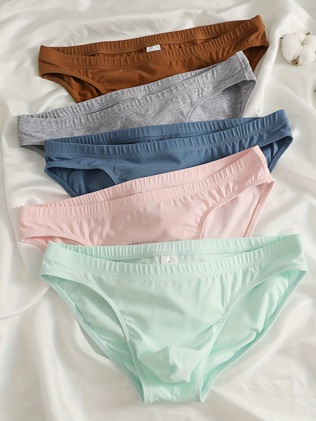 Slip long respirant coton homme — lot de 5, uni