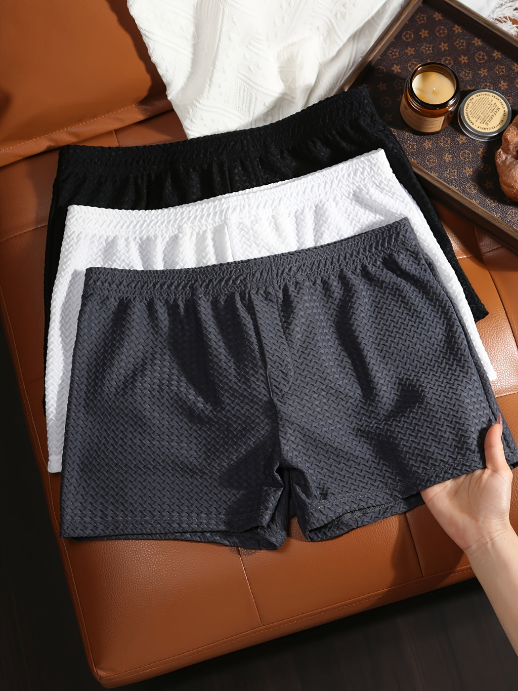 Boxer large microfibre homme — lot de 3, uni