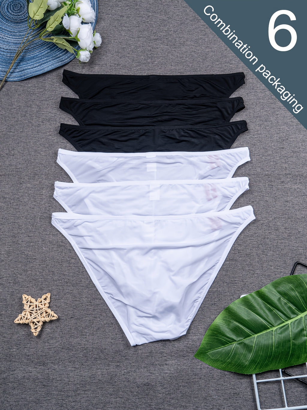 Slip séchage rapide respirant microfibre homme — lot de 6, uni, du S au XXL