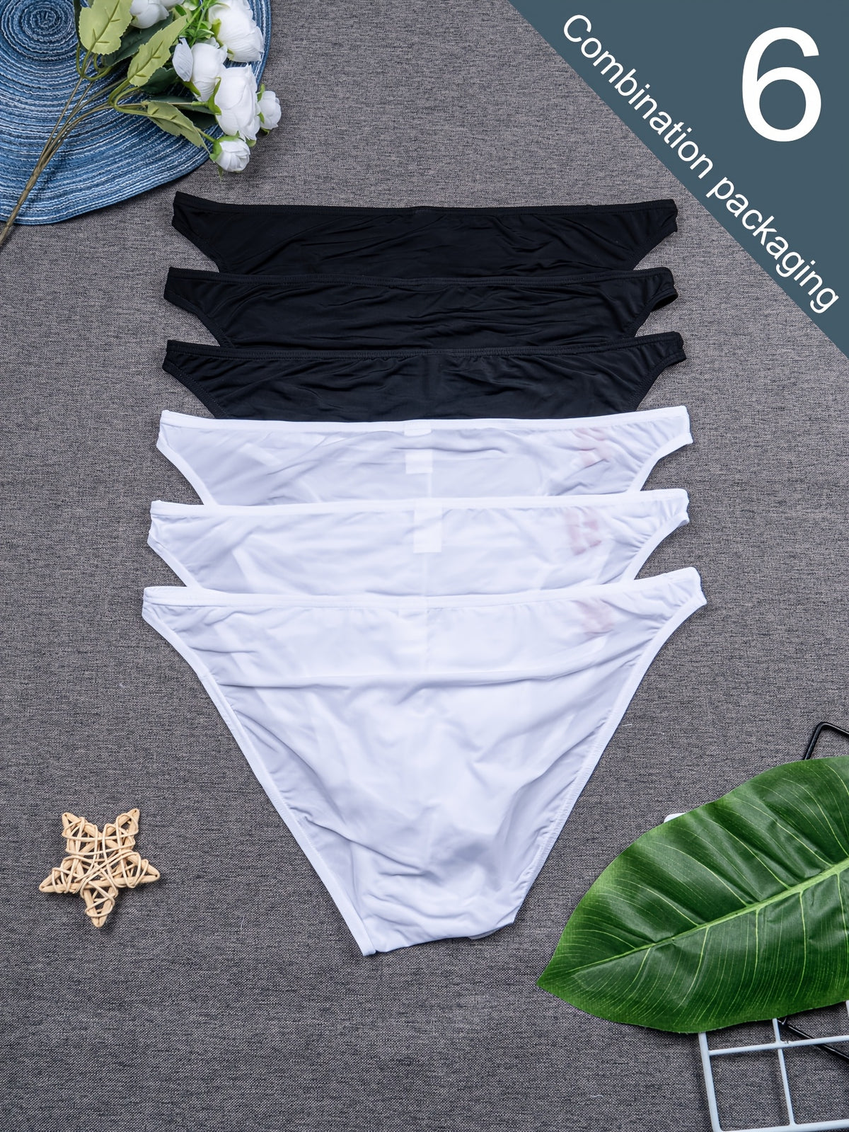 Slip séchage rapide respirant microfibre homme — lot de 6, uni, du S au XXL