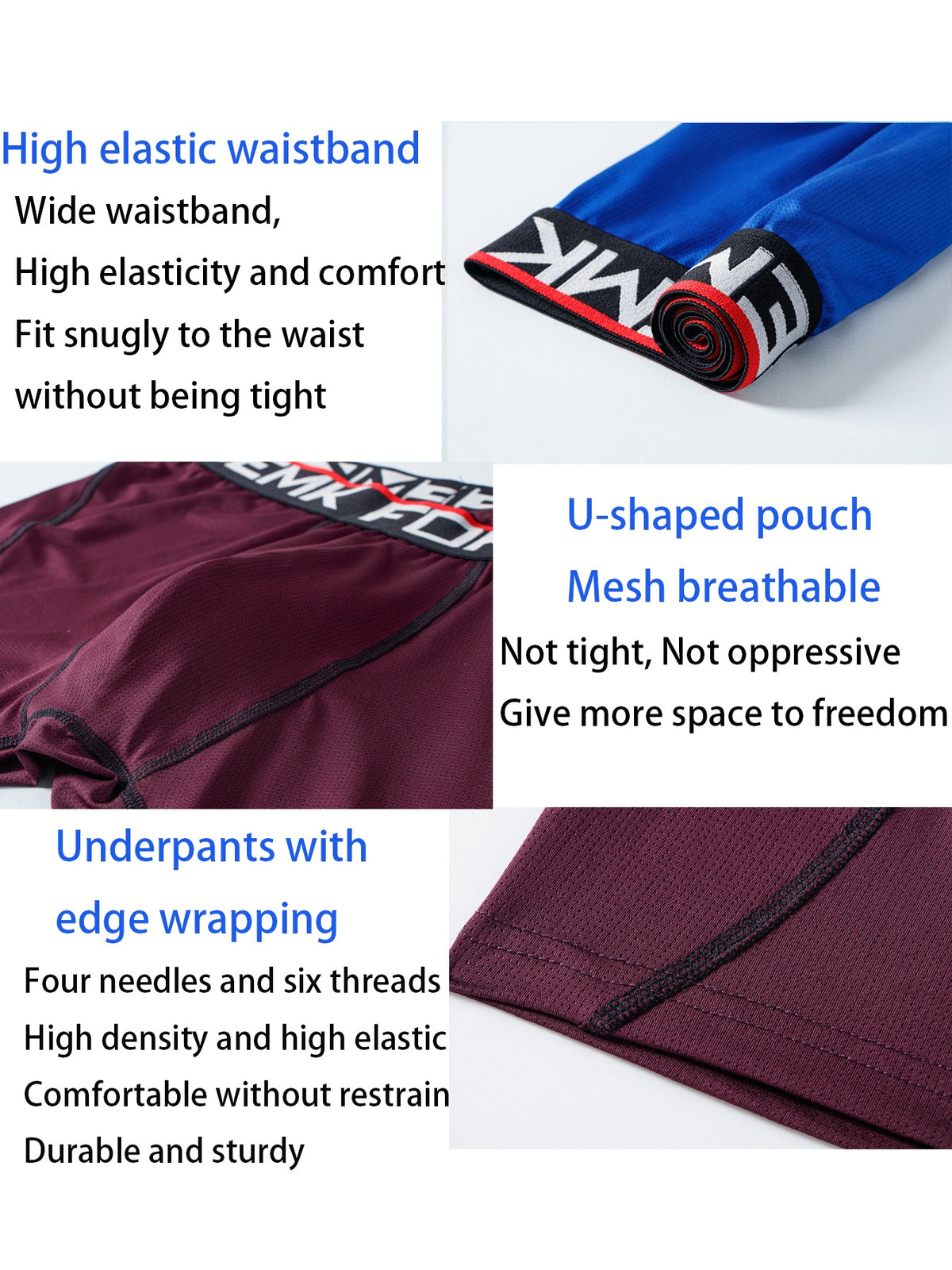 Boxer long de sport microfibre homme — lot de 5, uni, assortiment B