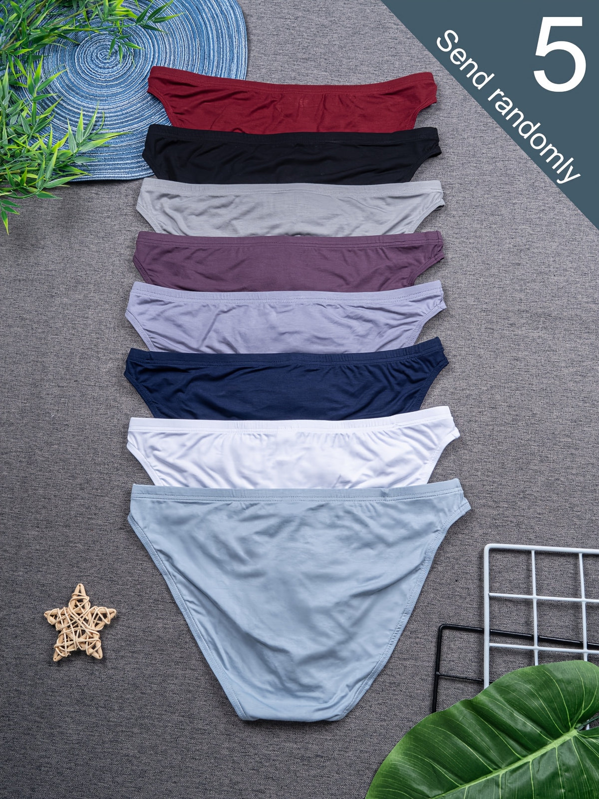 Slip respirant bambou homme — lot de 5, uni, du S au XXL