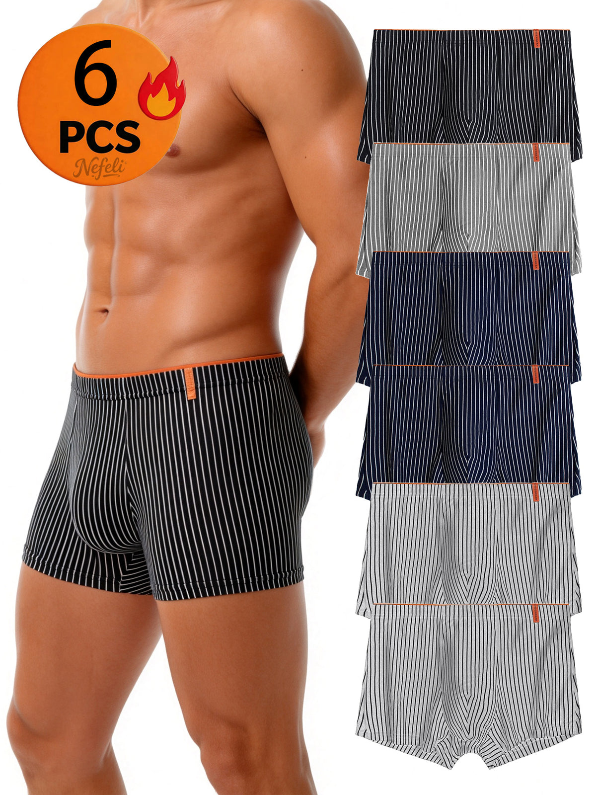 Boxer de sport respirant coton homme — lot de 6, uni, du M au XXL (modèle 2)