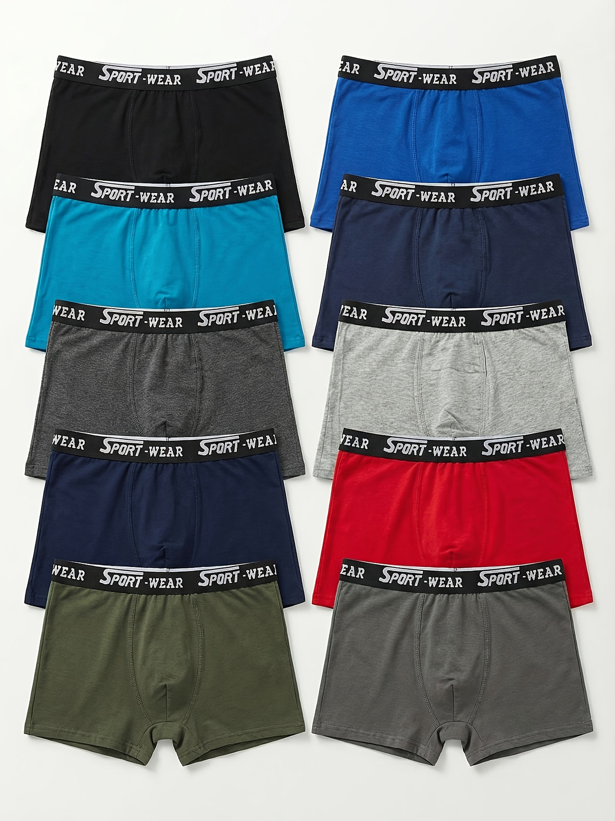 Boxer de sport coton homme — lot de 7, uni