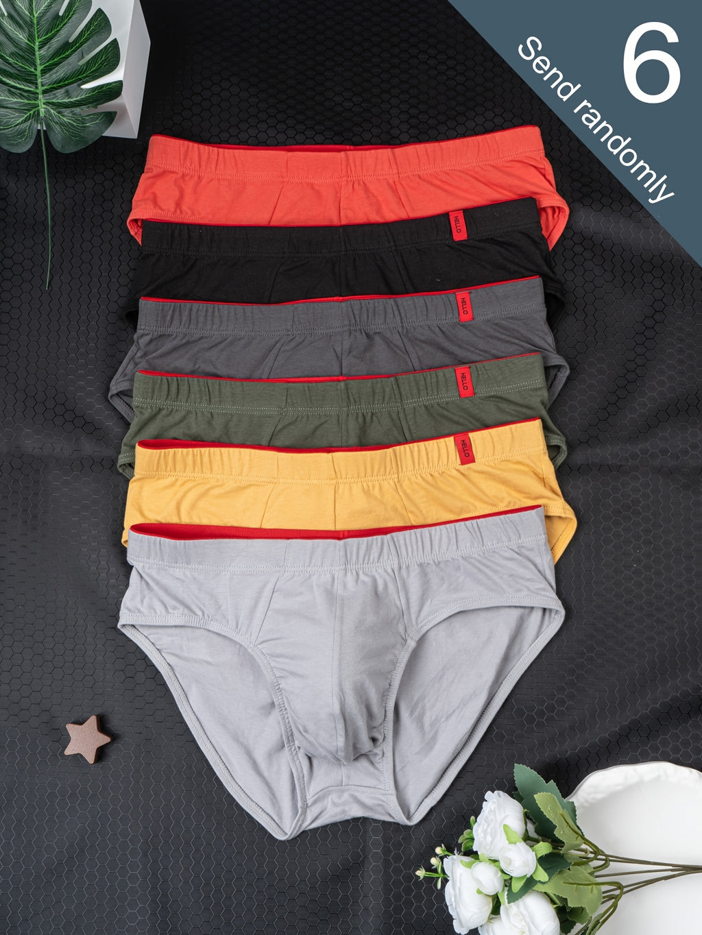 Slip coton homme — lot de 6, peu extensible, lavage à la main, 5 % d'élasthanne