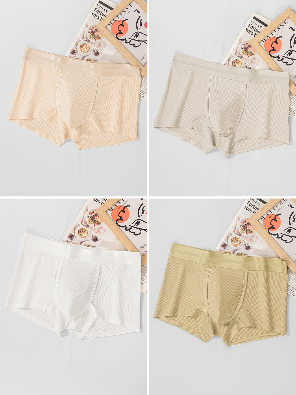 Boxer respirant à poche de maintien bambou homme — lot de 4, uni