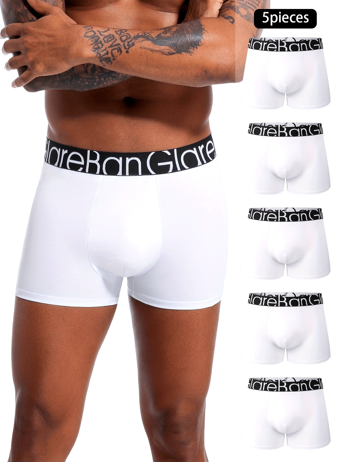 Boxer de sport coton homme — lot de 5, uni, assortiment E (modèle 3)