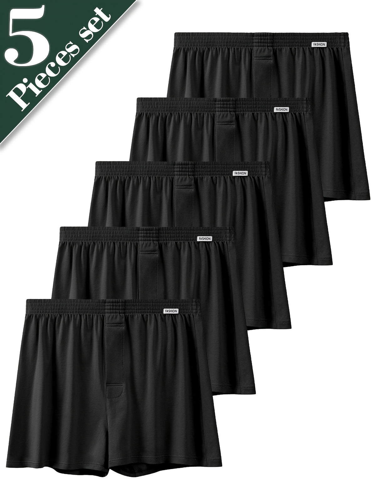 Boxer de sport respirant coton homme — lot de 5, uni, assortiment S, du S au XXL