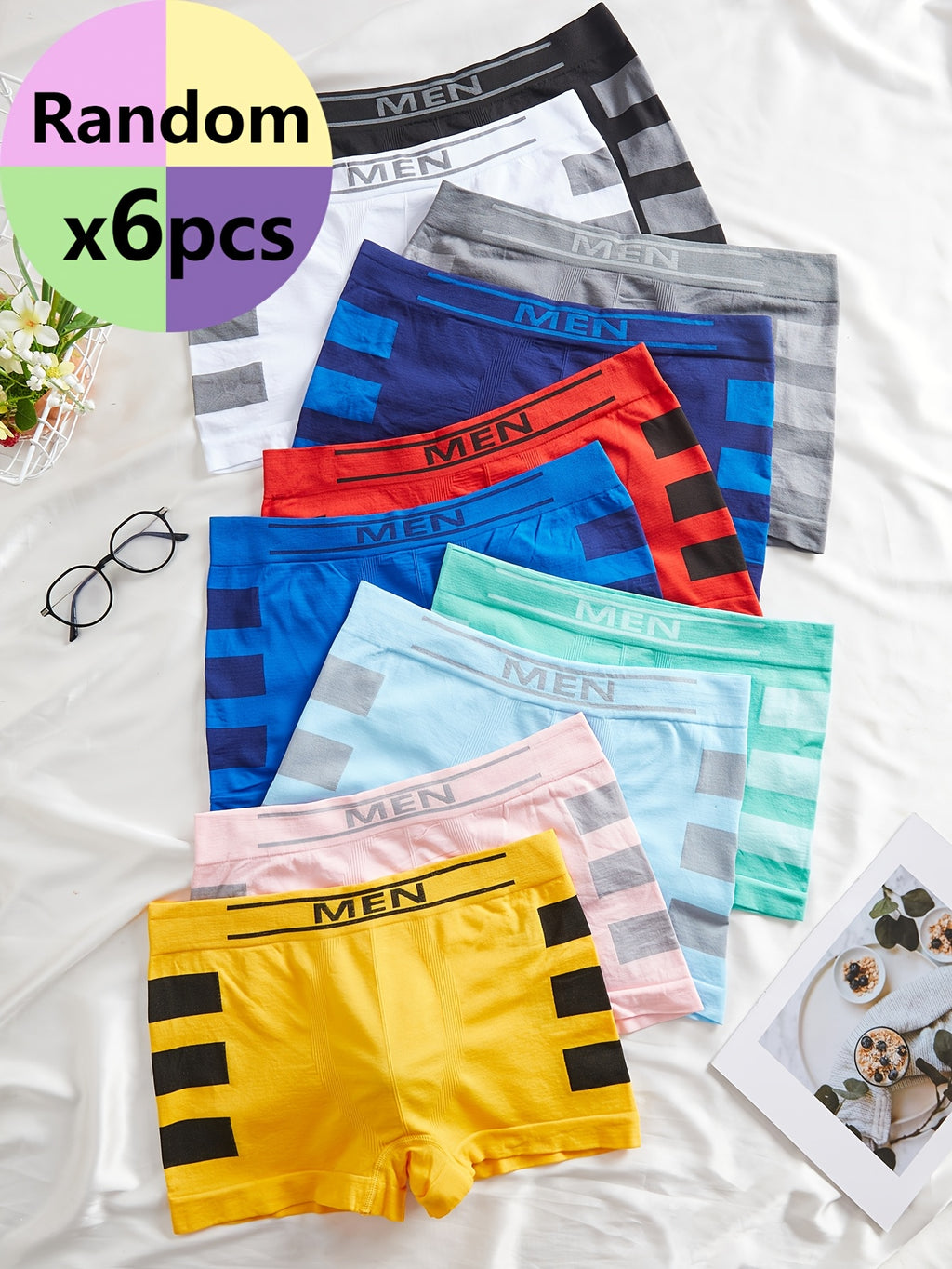 Boxer sans couture respirant microfibre homme — lot de 6, imprimé