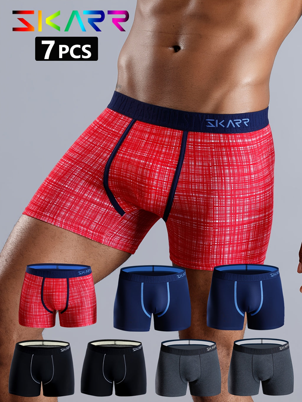 Boxer coton homme — lot de 7, imprimé, du M au XXL