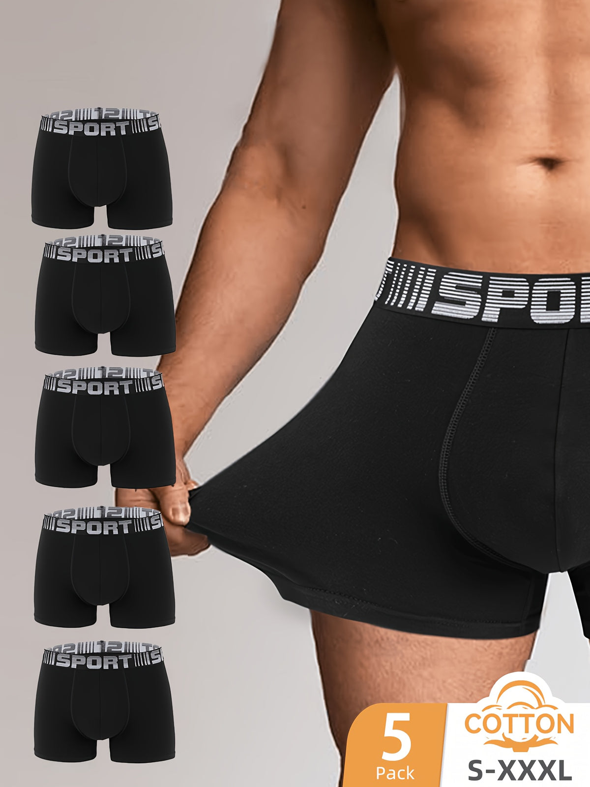 Boxer respirant coton homme — lot de 10, uni