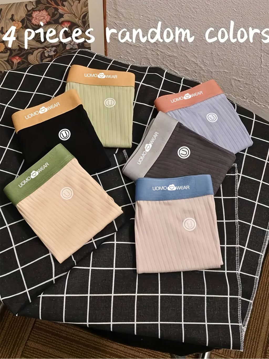 Boxer respirant coton homme — lot de 4, rayé