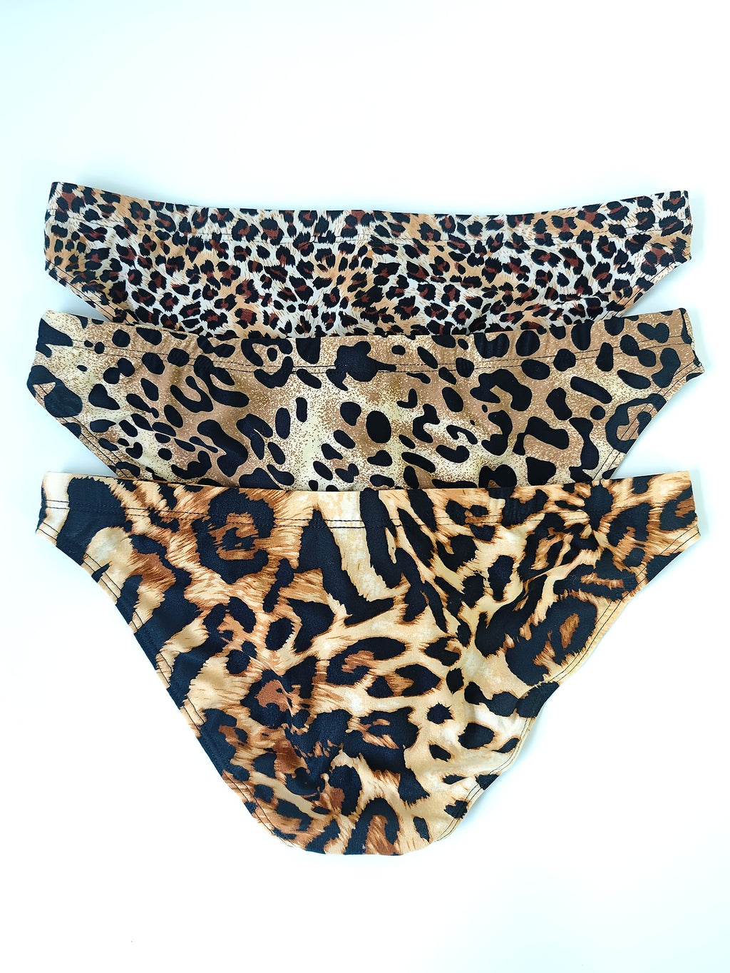 Slip microfibre homme — lot de 3, imprimé tigre + pois léopard + floral