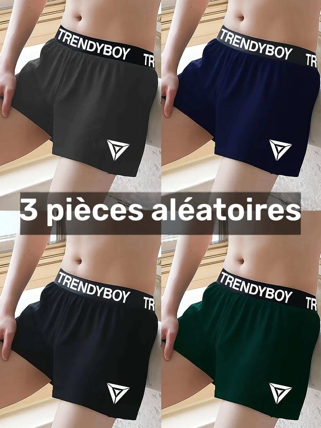 Slip de sport respirant coton homme — lot de 3, géométrique