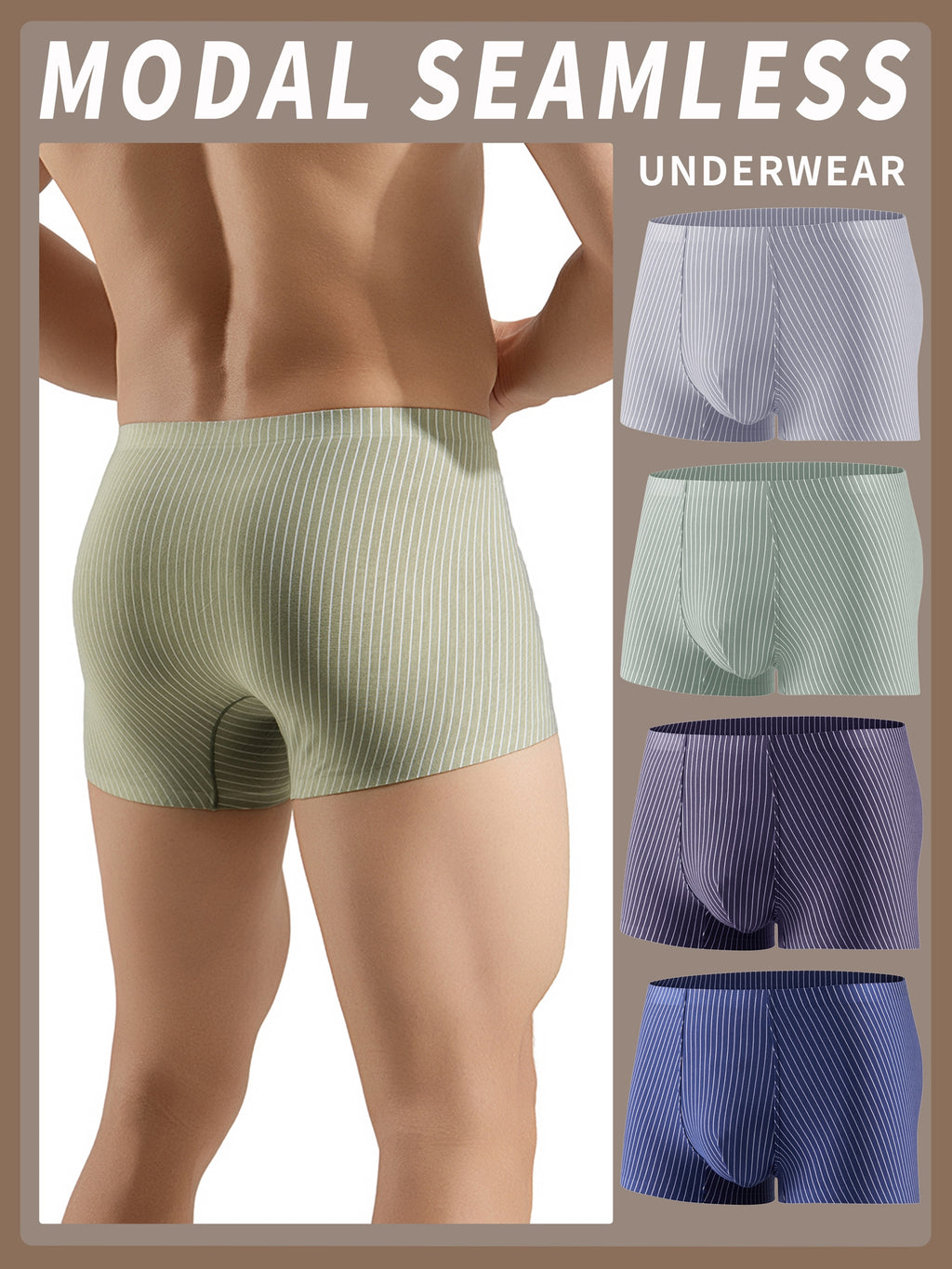 Boxer sans couture séchage rapide modal homme — lot de 3, rayé