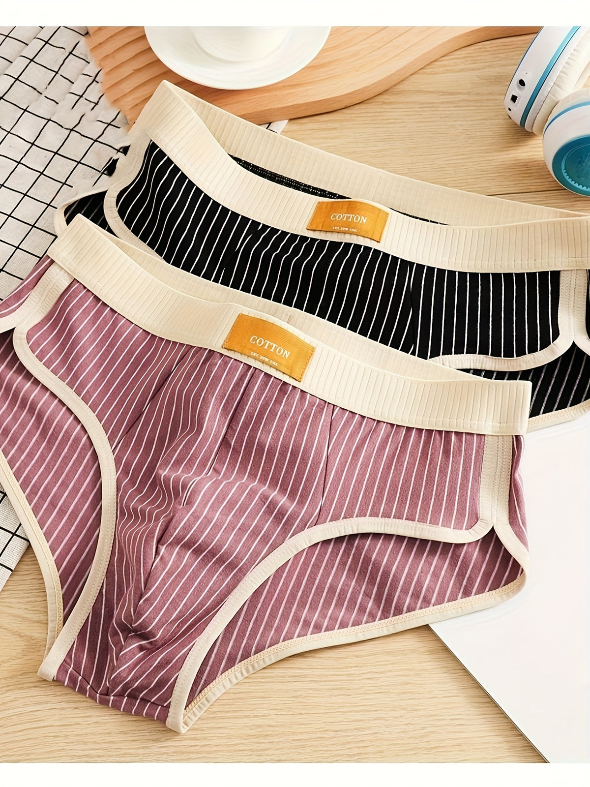 Slip grande taille de sport coton homme — lot de 6, rayé