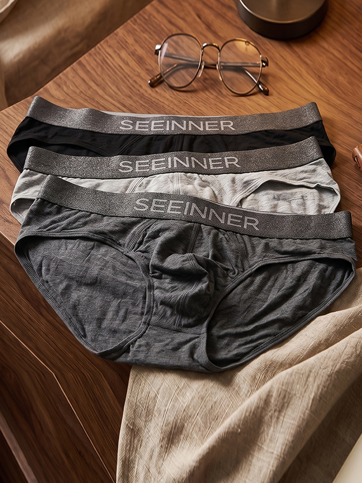 Slip taille basse respirant bambou homme — lot de 3, uni, assortiment E