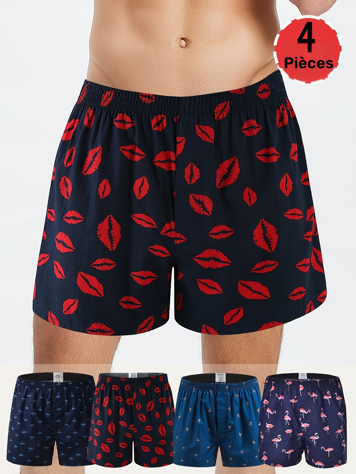Boxer taille haute de sport coton homme — lot de 4