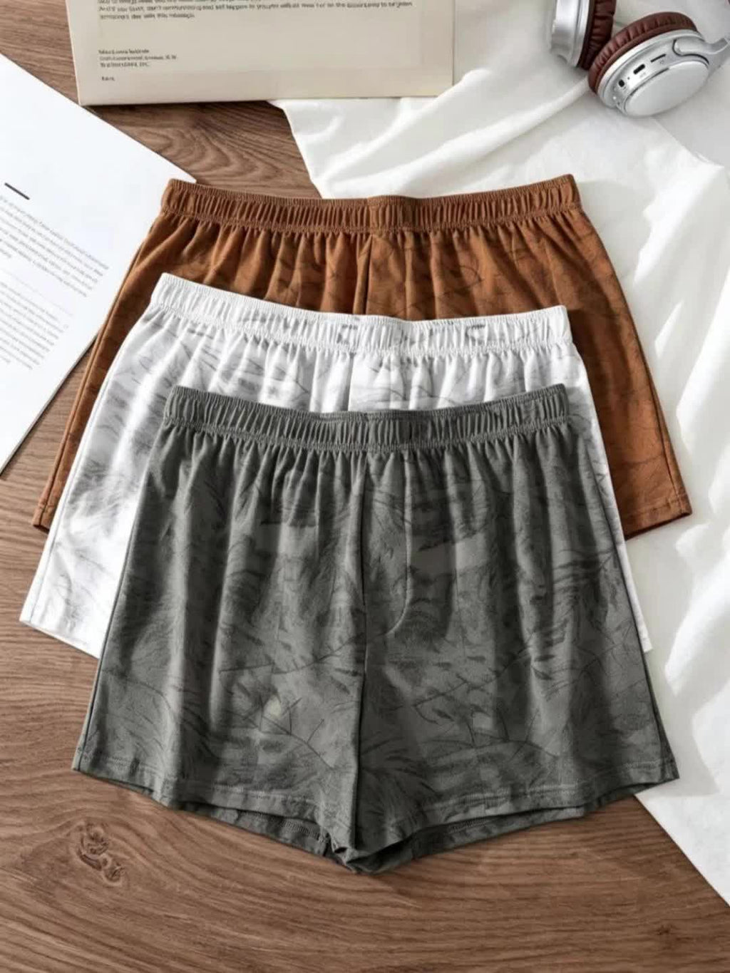 Boxer de sport d'intérieur coton homme — lot de 3, imprimé