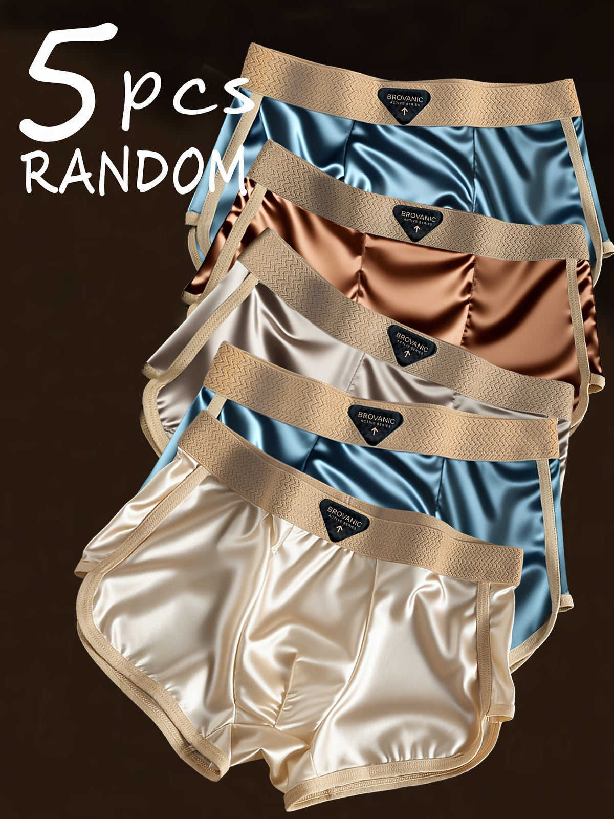 Boxer sans couture séchage rapide soie homme — lot de 5, uni