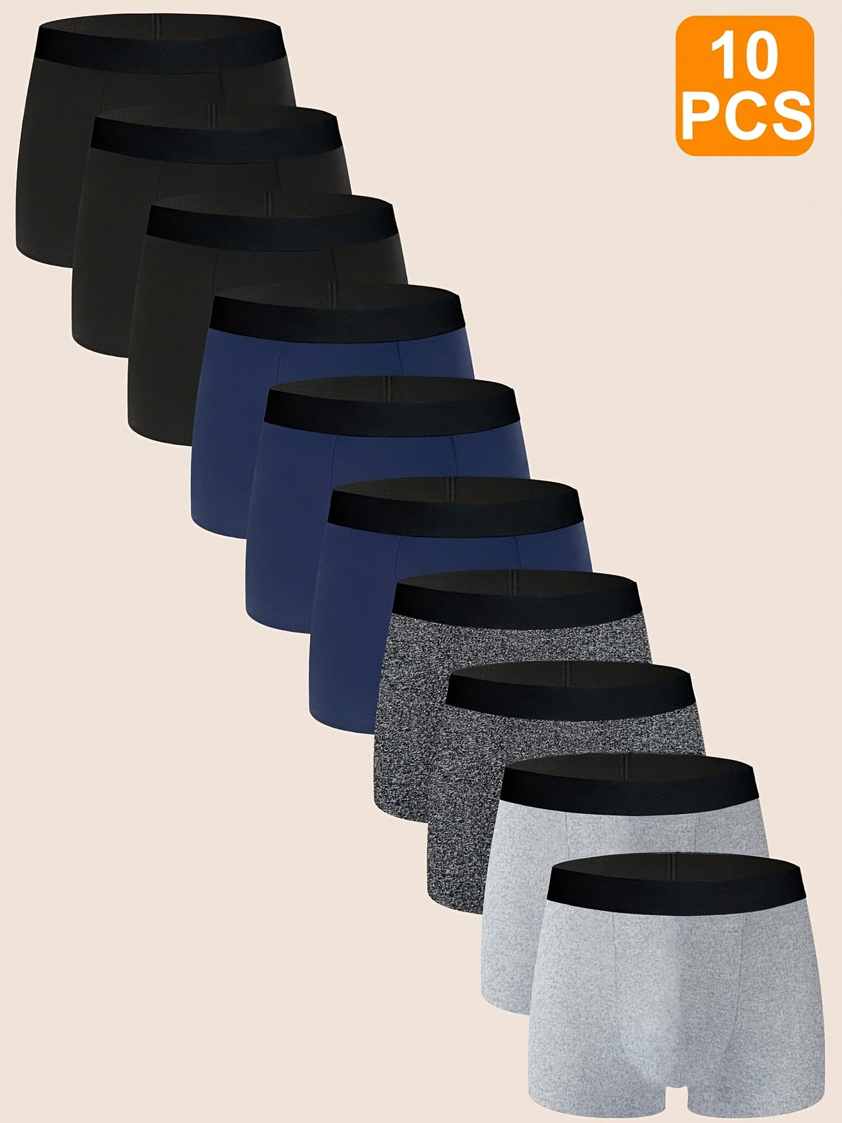 Boxer grande taille respirant microfibre homme — lot de 10, uni