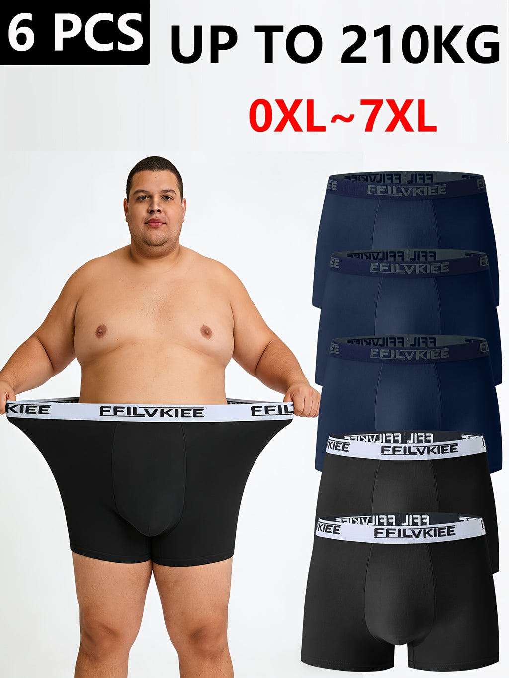 Boxer grande taille de sport microfibre homme — lot de 6, uni