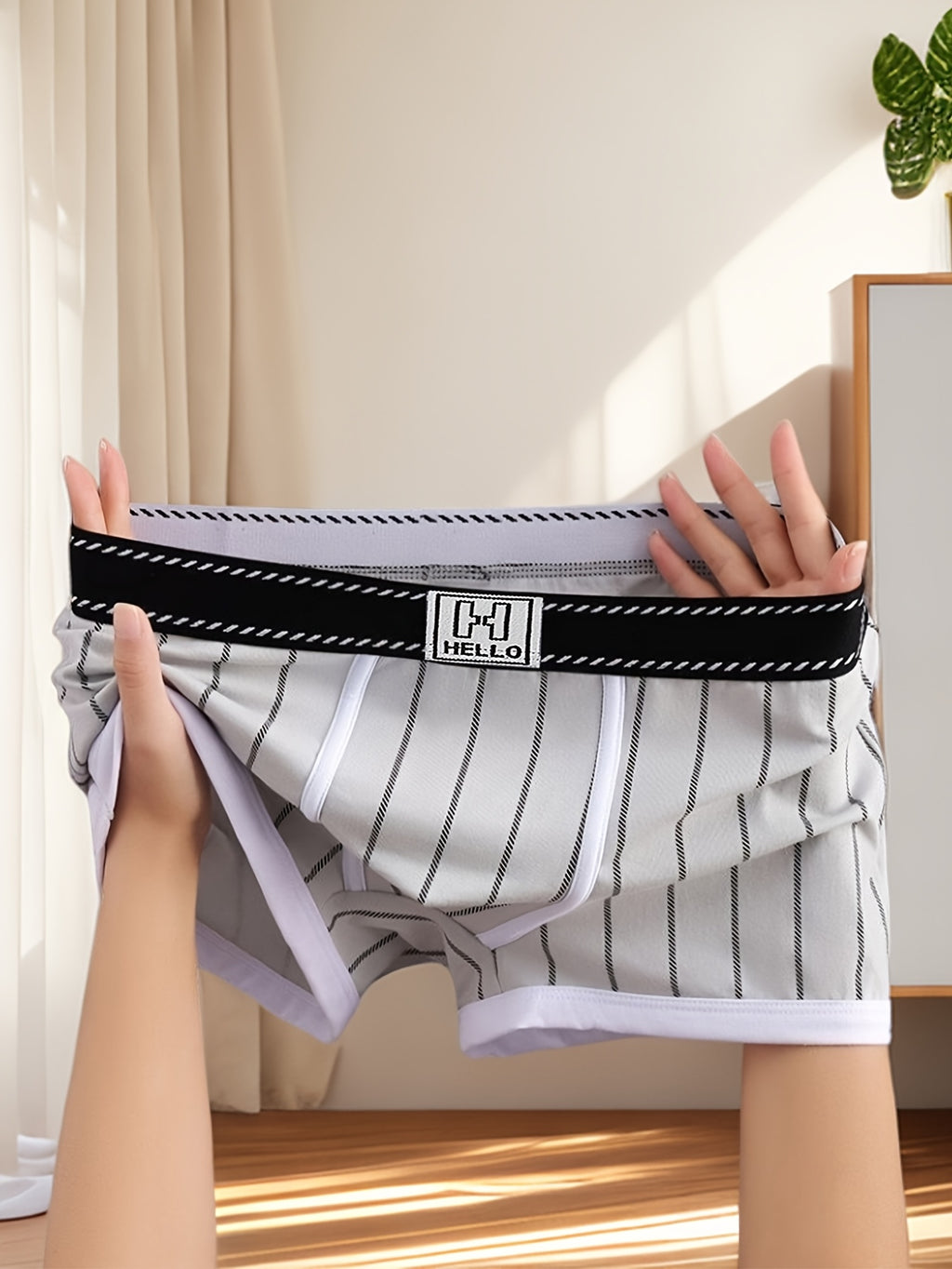 Boxer de sport respirant coton homme — lot de 6, rayé