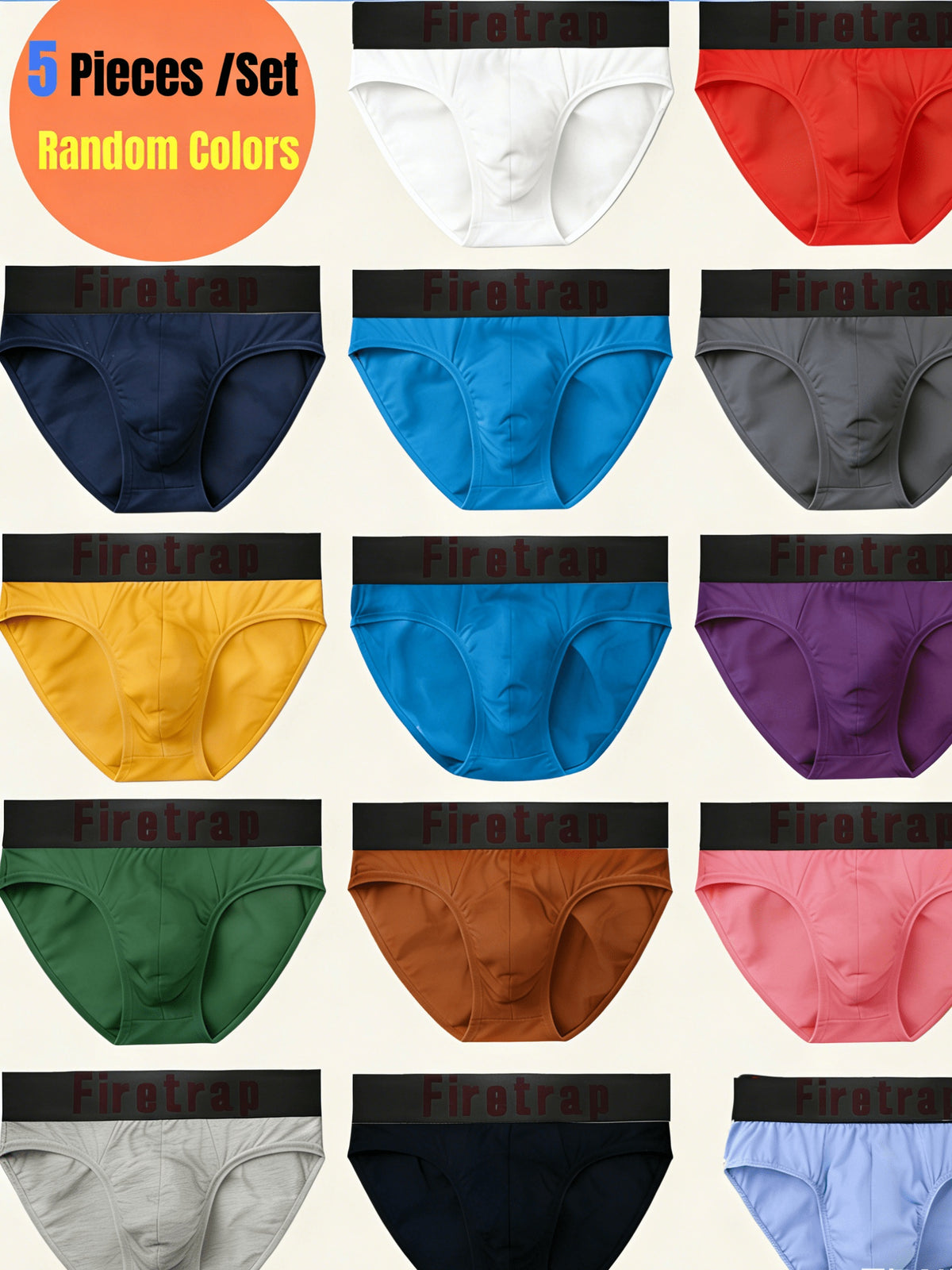 Slip large respirant coton homme — lot de 5, uni