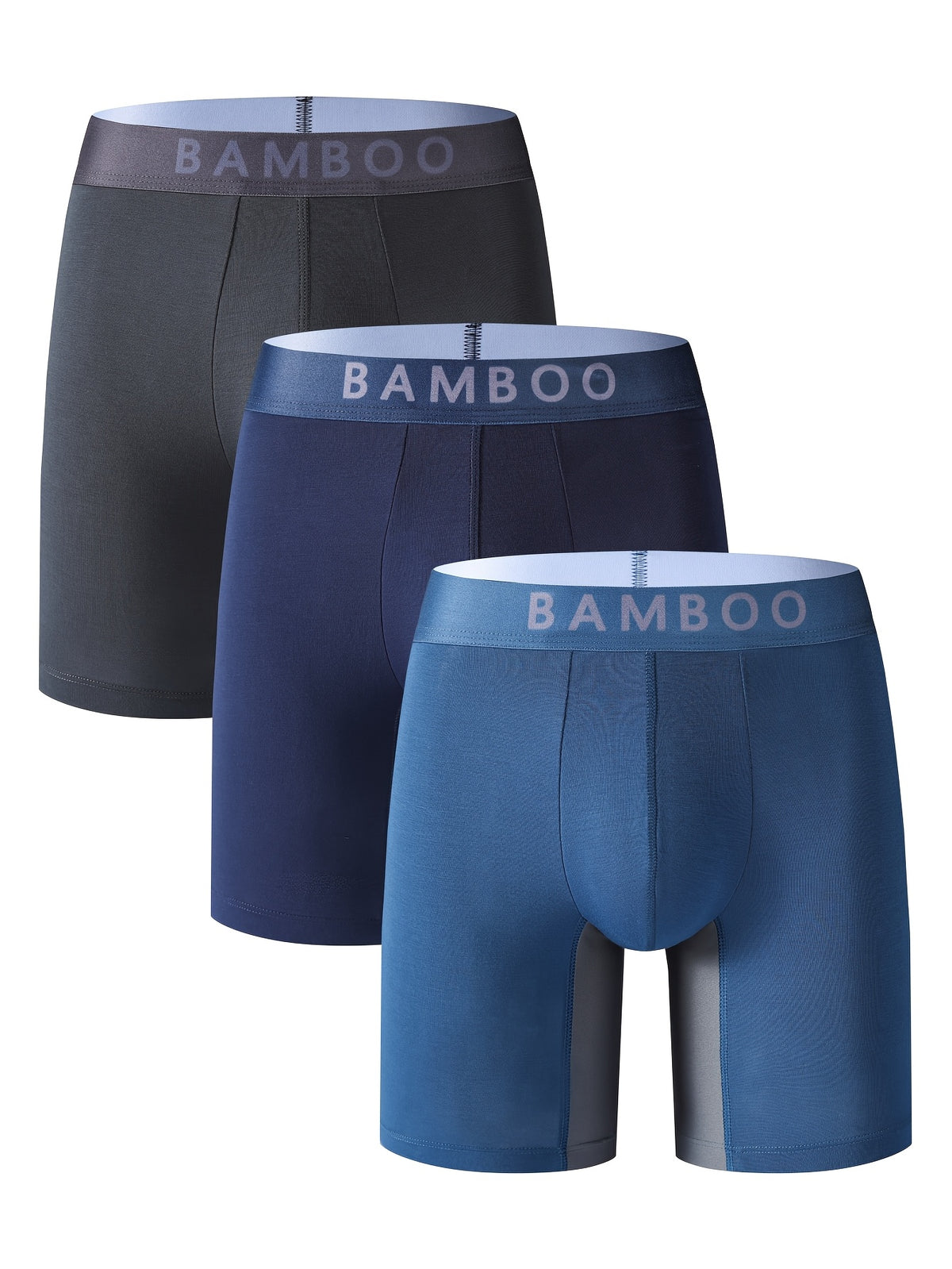 Boxer respirant bambou homme — lot de 3, uni, assortiment S